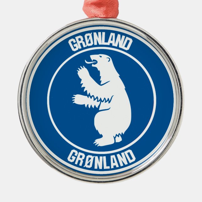 Greenland Round Emblem Metal Tree Decoration (Front)