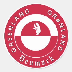 Greenland Stickers, Bear, Patriotic Greenland Flag Classic Round Sticker