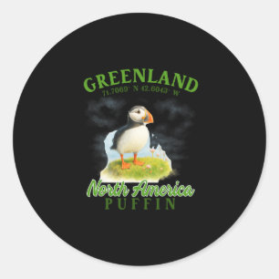 Greenland Travel Souvenir Puffin Arctic Bird Green Classic Round Sticker