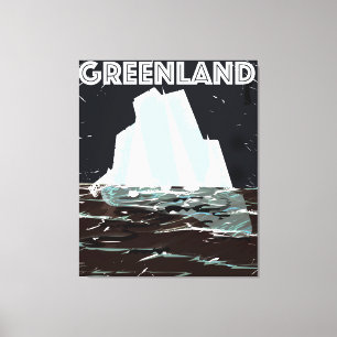 Greenland vintage travel poster canvas print