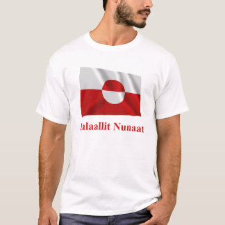 Greenland Waving Flag with Name in Kalaallisut T-Shirt