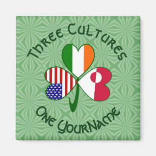 Greenlander Irish American Flags Shamrock Name Magnet