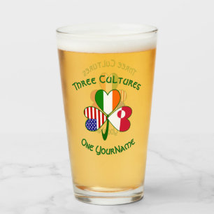 Greenlander Irish American Flags Shamrock Personal Glass