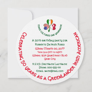 Greenlander Irish American Shamrock Birthday Invitation