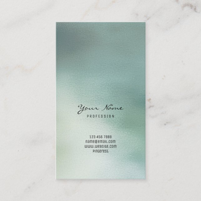 Greenly Green Grey Teal Cali Tropic Ombre Glass Business Card (Front)