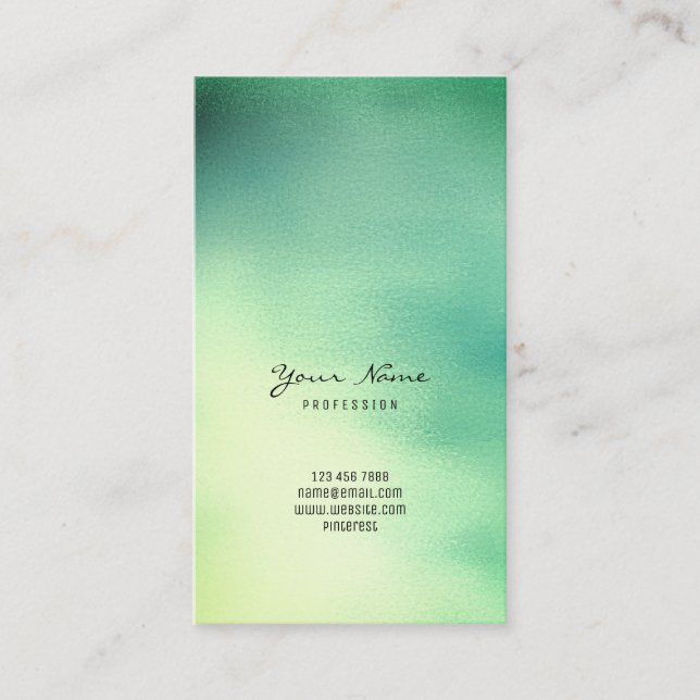 Greenly Mint Green Teal Yellow Tropic Ombre Glass Business Card (Front)