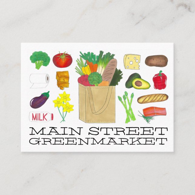 Greenmarket Grocery Shopping Fruit Vegetable Foods Business Card (Front)