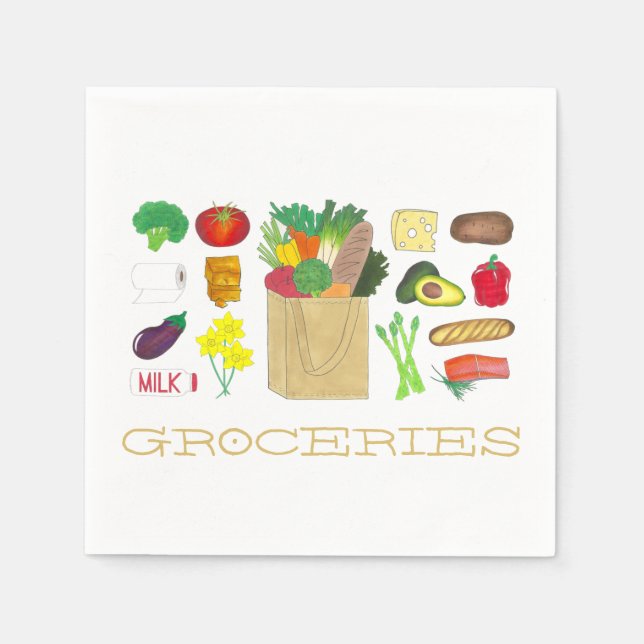 Greenmarket Grocery Shopping Fruit Vegetable Foods Napkin (Front)