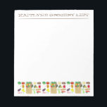 Greenmarket Grocery Shopping Fruit Vegetable Foods Notepad<br><div class="desc">Design features an original marker illustration of food items including fruits, vegetables, flowers, cheeses, bread, fish, milk, and paper towels. Just like a trip to the greenmarket, farmers market, or grocery store! Perfect for your favourite foodie. This grocery shopping illustration is also available on other products. Don't see what you're...</div>