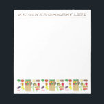Greenmarket Grocery Shopping Fruit Vegetable Foods Notepad<br><div class="desc">Design features an original marker illustration of food items including fruits, vegetables, flowers, cheeses, bread, fish, milk, and paper towels. Just like a trip to the greenmarket, farmers market, or grocery store! Perfect for your favourite foodie. This grocery shopping illustration is also available on other products. Don't see what you're...</div>