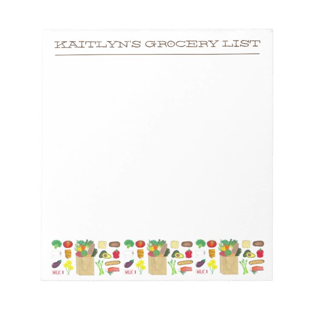 Greenmarket Grocery Shopping Fruit Vegetable Foods Notepad (Front)