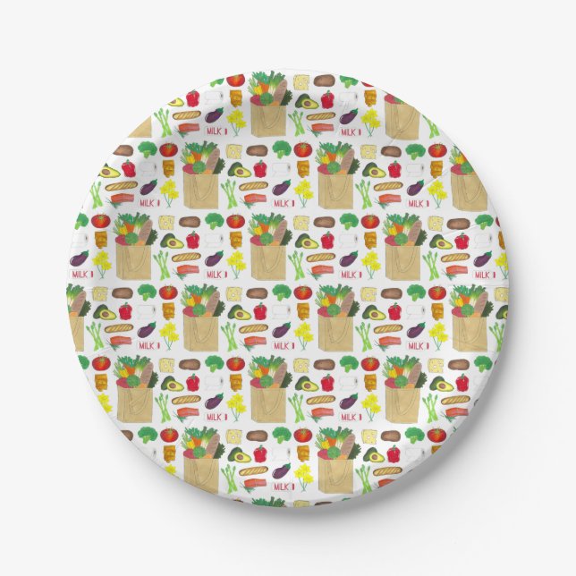 Greenmarket Grocery Shopping Fruit Vegetable Foods Paper Plate (Front)