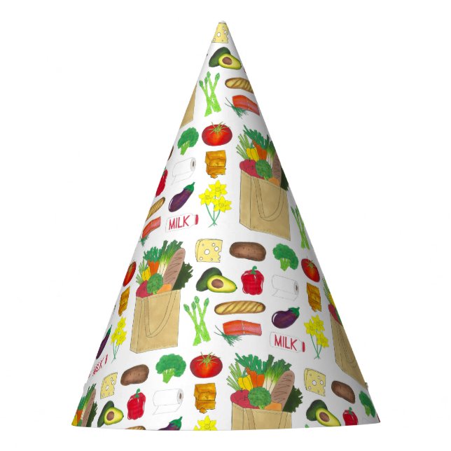 Greenmarket Grocery Shopping Fruit Vegetable Foods Party Hat (Front)