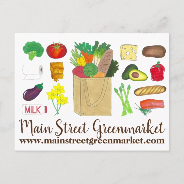 Greenmarket Grocery Shopping Fruit Vegetable Foods Postcard (Front)