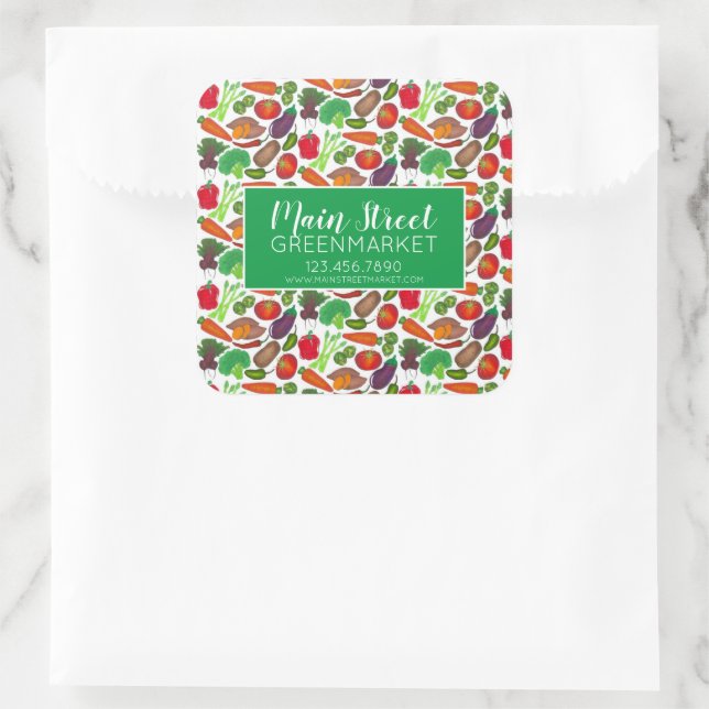 Greenmarket Grocery Store Vegetable Garden Produce Square Sticker (Bag)