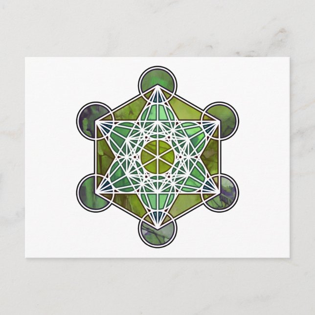GreenMetatronCube Postcard (Front)