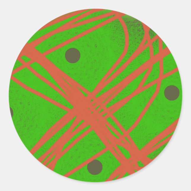 greennery abstract art classic round sticker (Front)