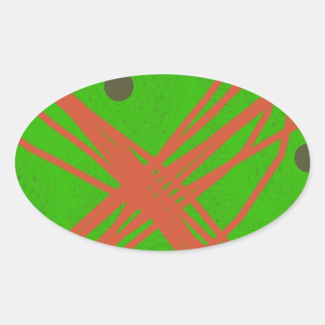 greennery abstract art oval sticker (Front)