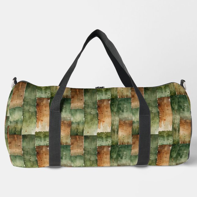 Greens and Brown Camo Strips Duffle Bag (Front)