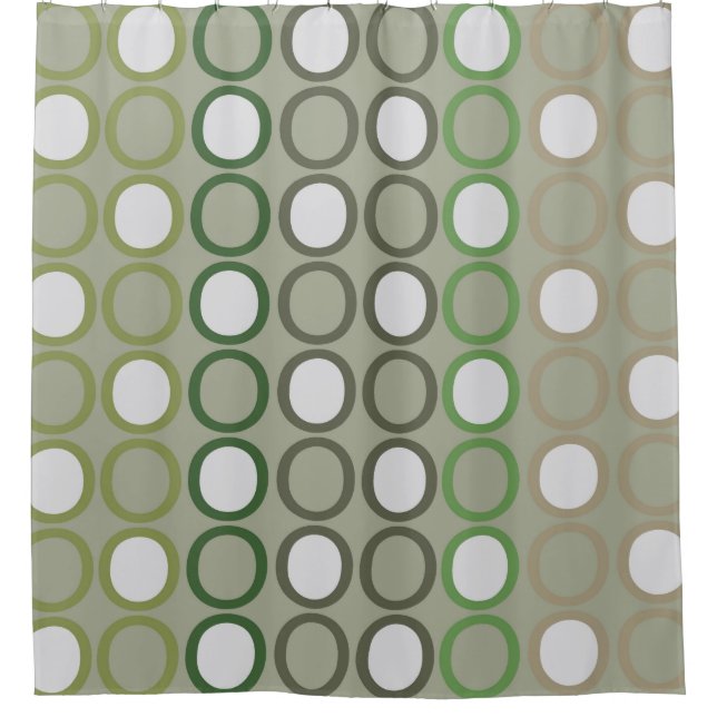 Greens and Brown O's Shower Curtain (Front)