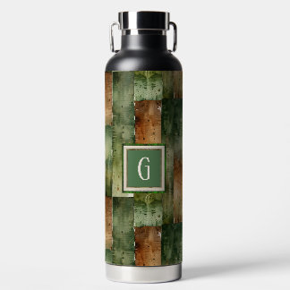 Greens and Brown Paint Wash Water Bottle