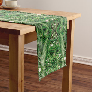 Greens and Raindrops Pattern Short Table Runner
