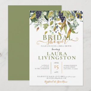 Greens & Grapes, Wedding Bridal Shower Invitation