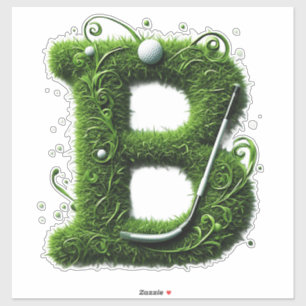 Greens Grass Letter B With Golf Ball, Club