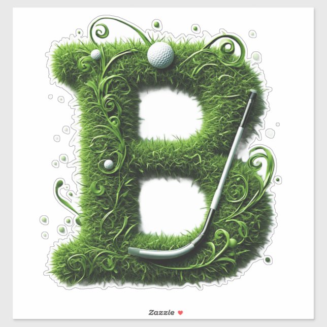 Greens Grass Letter B With Golf Ball, Club (Sheet)