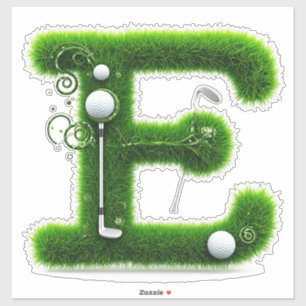 Greens Grass Letter E With Golf Ball, Club