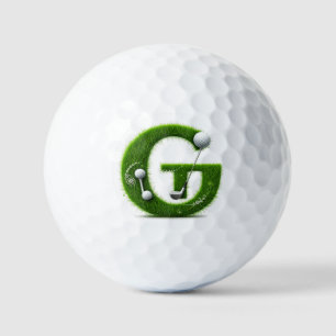 Greens Grass Letter G With Golf Ball, Club Balls