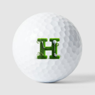 Greens Grass Letter H With Golf Ball, Club Balls