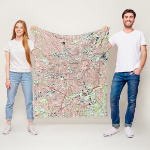 Greensboro North Carolina Map (1997) Fleece Blanket