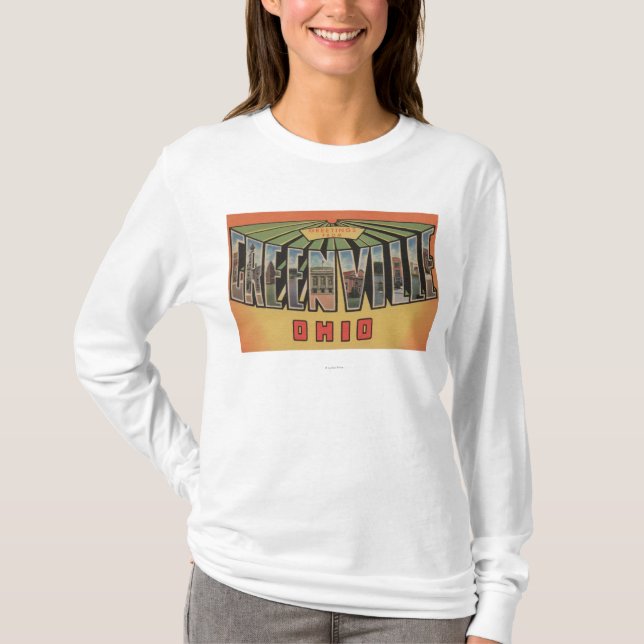 Greenville, Ohio - Large Letter Scenes T-Shirt (Front)