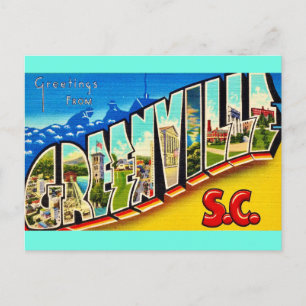  Greenville SC Vintage Greeting Postcard
