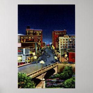 Greenville South Carolina at Night Poster