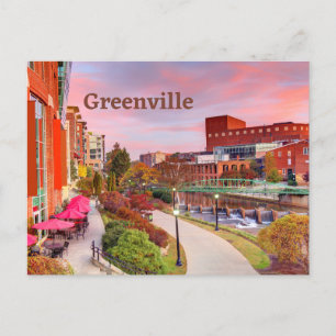 Greenville, South Carolina, Fall Sunset, Downtown Postcard