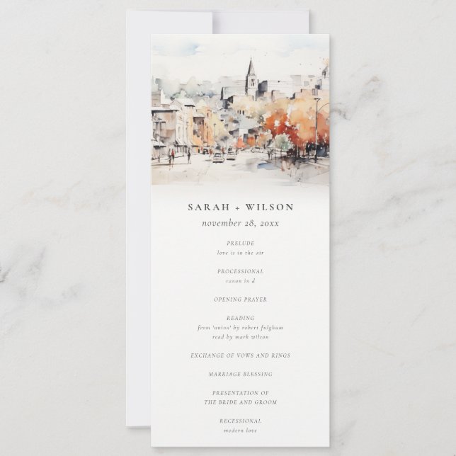 Greenville South Carolina Scape Wedding Program Invitation (Front)