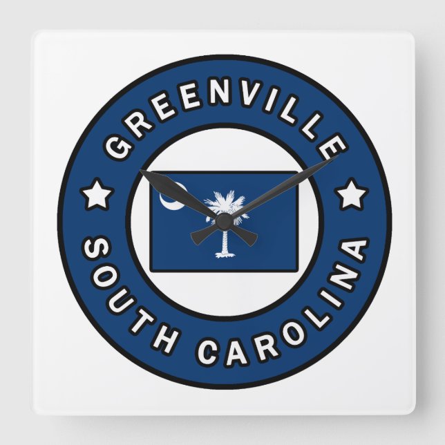Greenville South Carolina Square Wall Clock (Front)