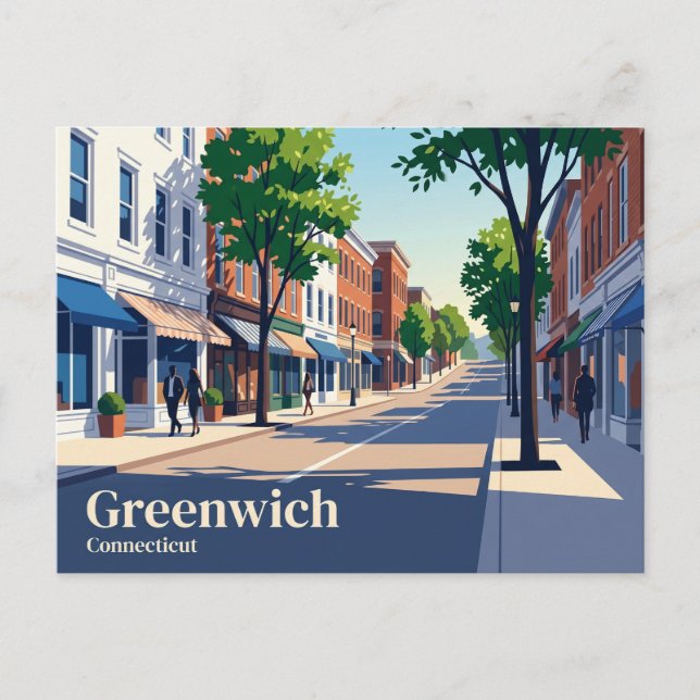 Greenwich Avenue Connecticut Postcard (Front)