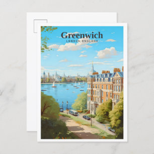 Greenwich London England Art Vintage Travel  Postcard