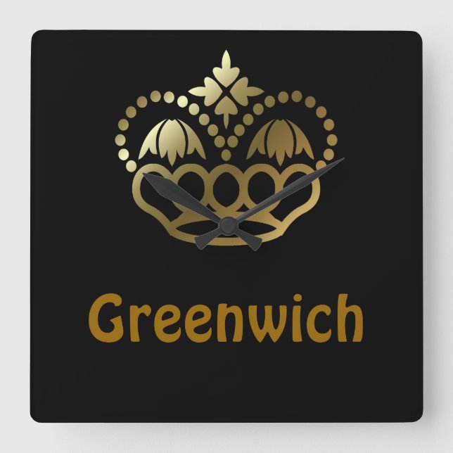Greenwich Mean Time Square Wall Clock (Front)