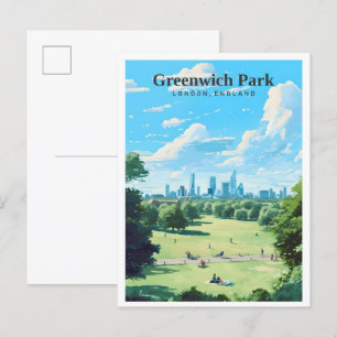 Greenwich Park London England Art Vintage Travel Postcard