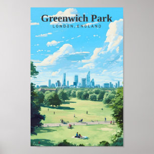 Greenwich Park London England Art Vintage Travel  Poster