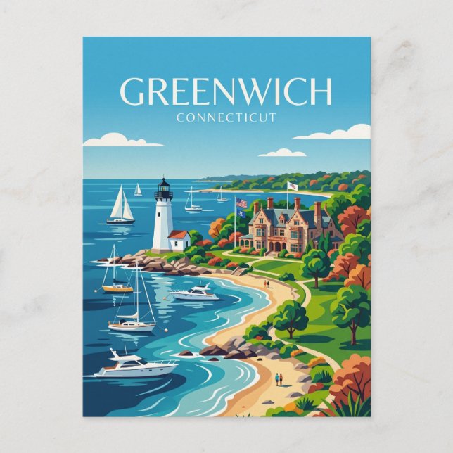 Greenwich USA Postcard (Front)