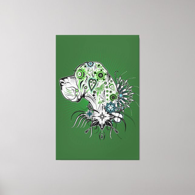 Greeny Great Dane Canvas Print (Front)