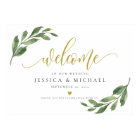 Greeny Leaf calligraphy Welcome Wedding Sign