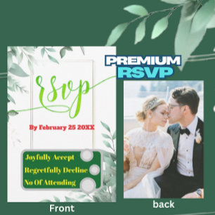 Greeny  Minimalist Custom Photo Wedding RSVP Card 