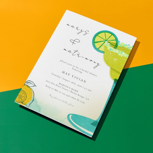 Greeny Watercolor Margarita Lime Bridal Shower Invitation (Creator Uploaded)