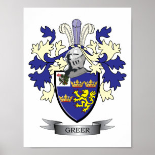 Greer Family Crest Coat of Arms Poster